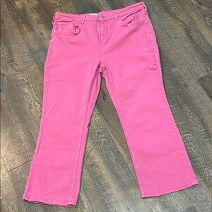 PILCRO Yaya Mid-Rise Crop‎ Flare Bubble Gum Pink Jeans Size 33 EUC Denim Stretch